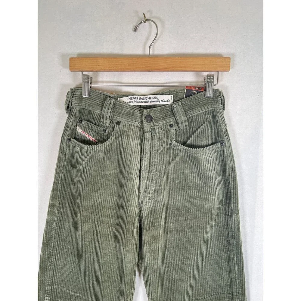 RARE 90s DIESEL New Saddle Mens Size 27W Olive Fat Cord Jean NOS with Tags Italy